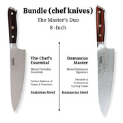 German & Damascus Chef Knife Set (Set of 2 -8 inch ) — product view 4 | Manal AlAlem Kitchenware