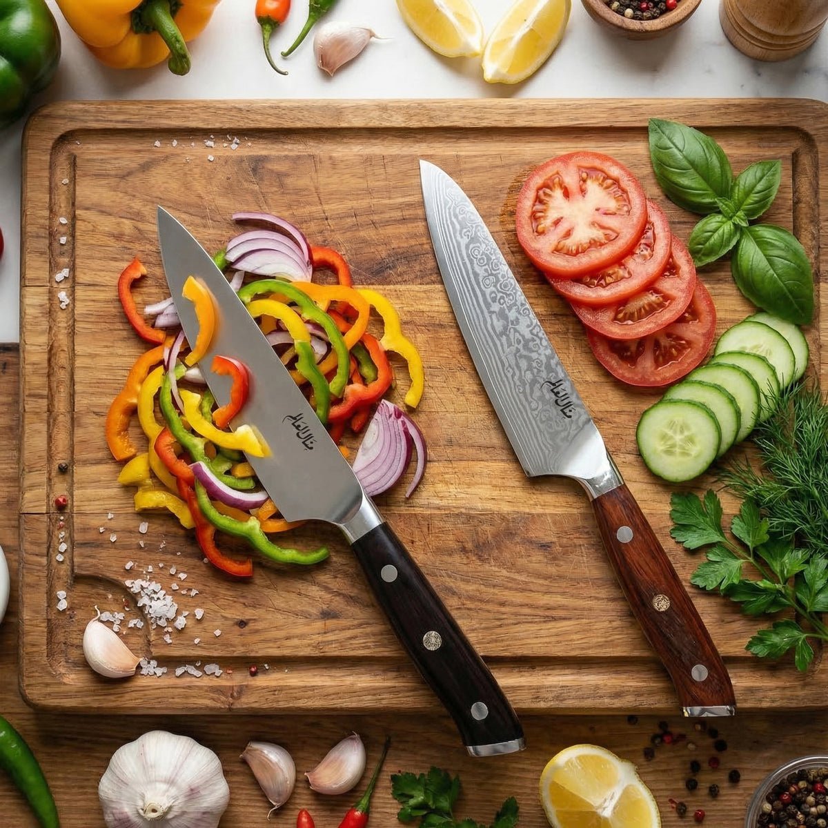 German & Damascus All-in-One Knife Set (Set of 2- 5 inch) — product view 8 | Manal AlAlem Kitchenware